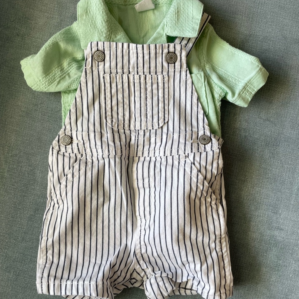 GAP Navy and White Striped Overalls & Shirt bundle